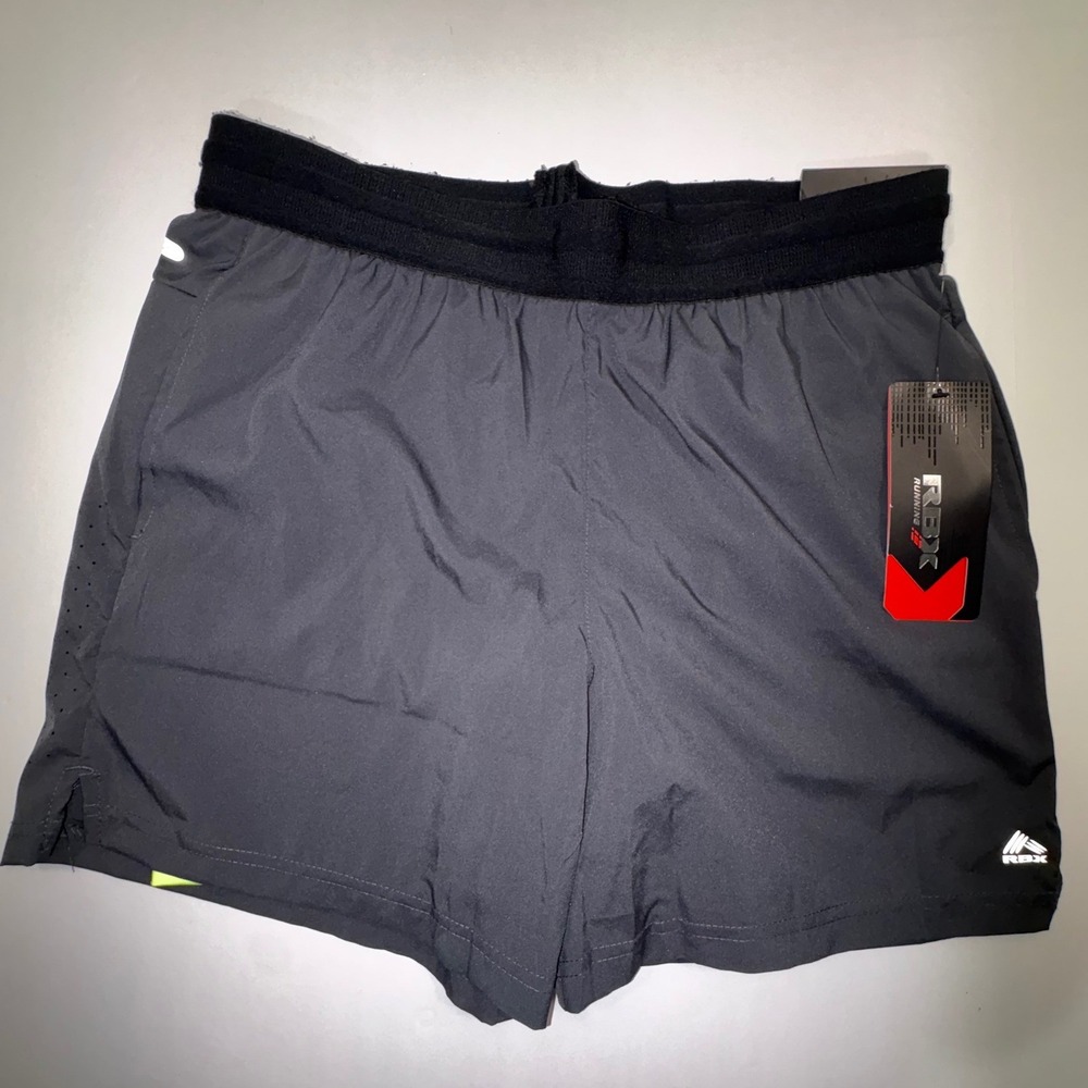 RBX Active Mens 5 Inch Running Shorts Charcoal Gray Lime Green Liner CRM5194RB M
